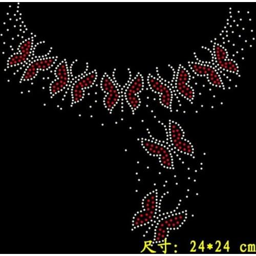 2pc/lot Butterfly design iron on rhinestone transfer designs hot fix rhinestone motif patch applique