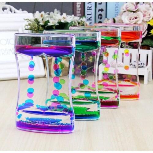 Waist Shape Timer Sandglass Funny Stress Relief Bright Color Oil Hourglass Liquid Motion Bubbler Toy Gifts for Bedroom