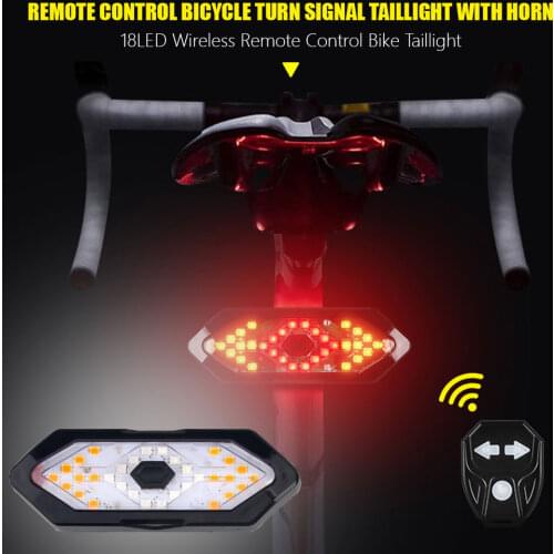 Remote Control Bike Taillight USB Rechargeable Bicycle Tail Rear Light Turn Signal Braking Warning Wireless LED Cycling Lantern