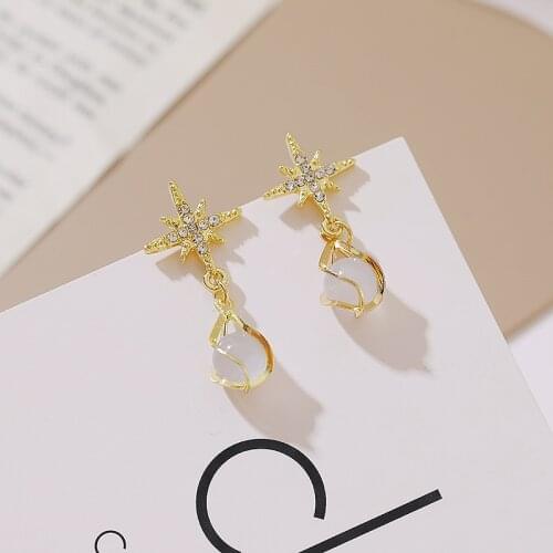 Opal Rhinestone Earrings For Women Korean Fashion Vintage Star Woman Earring Trendy Tide Jewelry Accessories Wholesale 2021