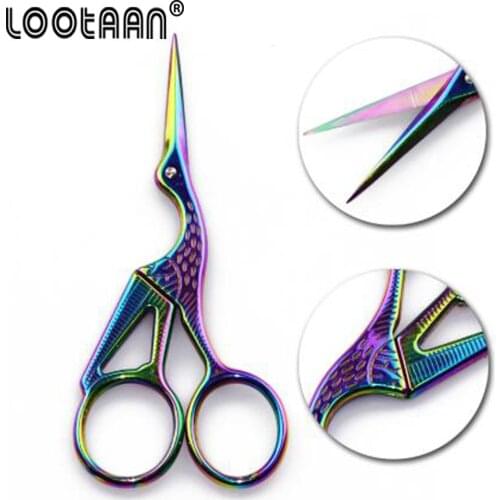 1PCS Durable Stainless Steel Retro Scissors Makeup Embroidery Nail Scissors Toe Horny Scissors Beauty Makeup Sewing Tools
