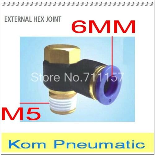 10pcs/lot Pneumatic APH PH 6-m5 Hexagon Male Air Fitting 6mm To M5 Inch Push In Tube Pipe Hose Joint Quick Connector Elbow
