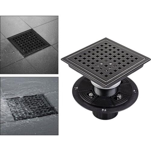15cm Shower Floor Drain Strainers Shower Drain Grid Grate Balcony Black