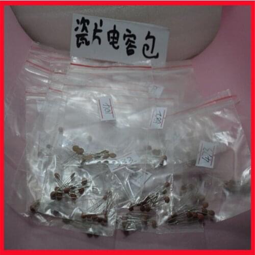 Porcelain capacitor pack 6pf-0.1UF, a total of 25 kinds, each 10 pieces are installed
