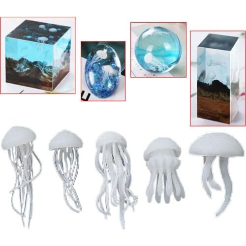5 Pcs/set Crystal Epoxy Ocean Jellyfish Modeling Filler DIY Crafts Filling Supplies UV Accessories Decoration Materials