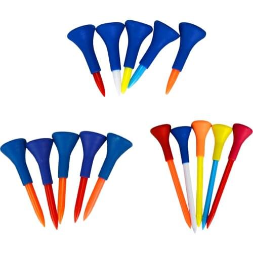 5 Pieces Rubber + Plastic Soft Rubber Cushion Top Golf Tees Accessories Random Color Short Medium Long Random Color