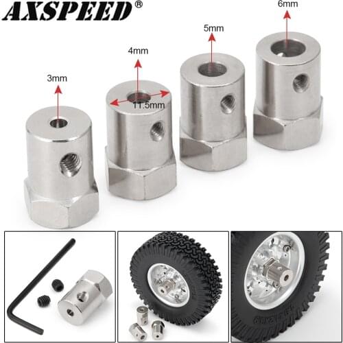AXSPEED 4PCS Stainless Steel Hex Couplings Universal Joint with Wrench for RC Boat Car Robot Hexagonal Connector Accessories