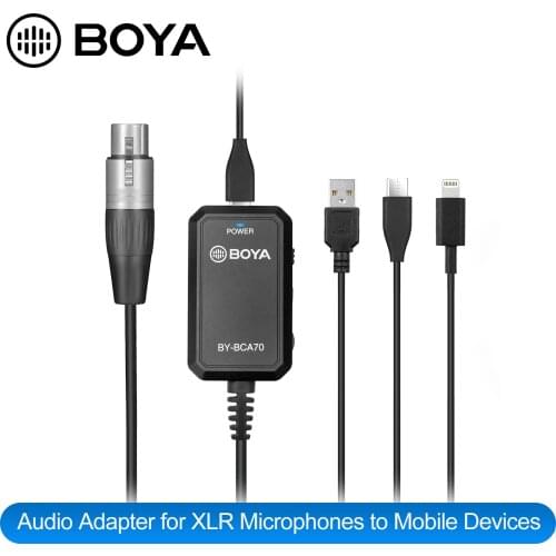 BOYA BY-BCA70/60 professional XLR audio adapter for Microphones to Mobile Devices