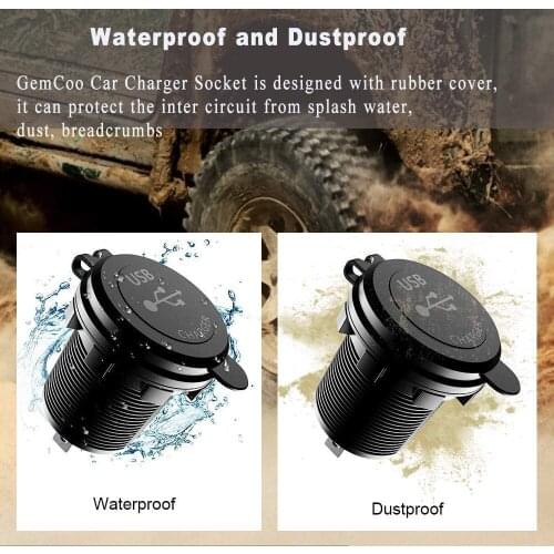 Quick Charge 3.0 Dual USB Car Charger 12V 36W USB Fast Charger with Switch for Boat Motorcycle Truck Golf Cart