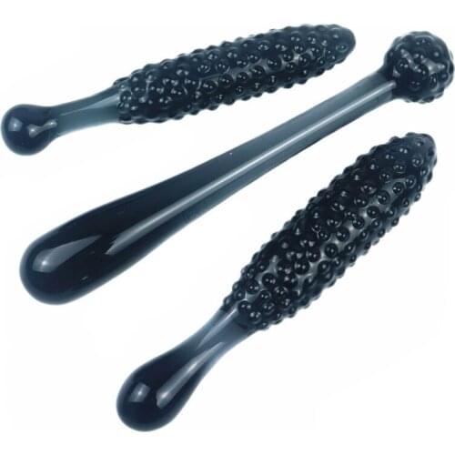 Black Glass Dildo Artificial Corn Penis Crystal Fake Anal Plug Prostate Massager Masturbate Sex Toy For Adult Gay Women