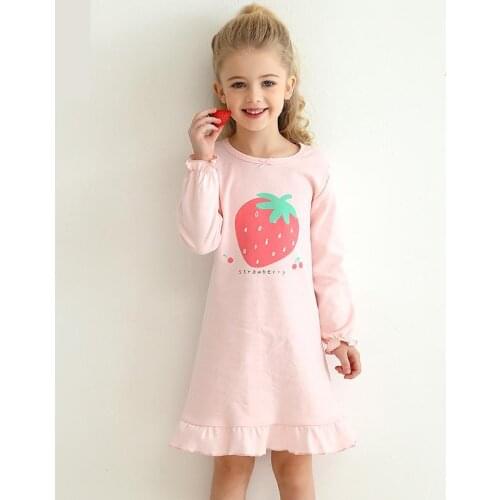 Kids Girls Nightgowns Cartoon Nightdress Girl Sleepwear Sleepshirt Autumn Long Sleeve Nightwear 5-18Y Children Pajamas Dresses