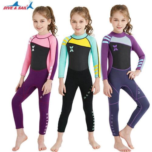 2.5 mm Children Diving Suit Swimwear Neoprene Wetsuit For Girls Kids Surfing Swimming Suit Baby Girl Drifting Swimsuit