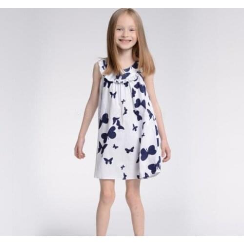 Girl Kids Butterfly Pattern Dress One Piece Clothes Summer Sleeveless Vest dress