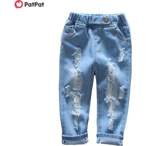 PatPat 2020 New Spring and Summer Autumn Baby / Toddler Fashion Ripped Jeans Bottoms Jeans for Baby Boy and Girl Kids Clothes