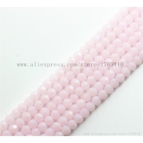 Isywaka Solid Pink Color 100pcs 4mm Round Austria Crystal Bead Ball Glass Bead Loose Spacer Bead for DIY Jewelry Making