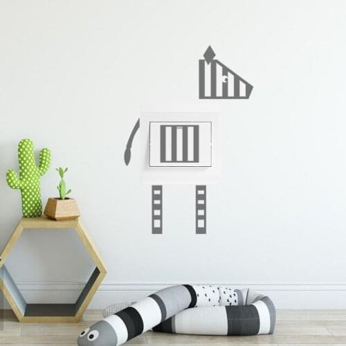 Creative striped dog switch Sticker living room bedroom switch decorations kids room wallpaper home decor Mural wall stickers