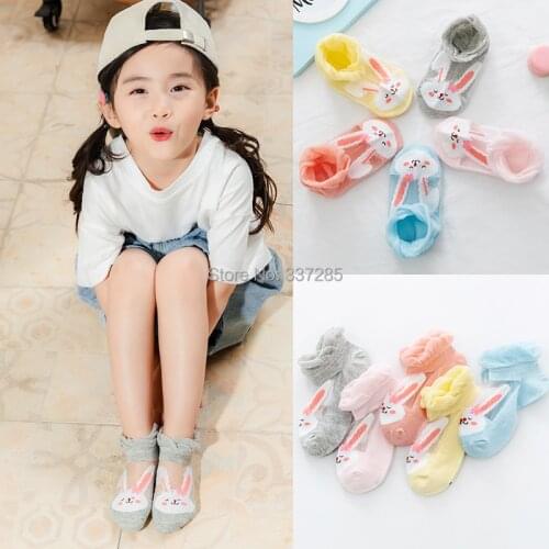5pcs Baby girls summer socks cute bunny Ultra thin sheer breathable mesh socks princess infant child lace hollow out kids socks