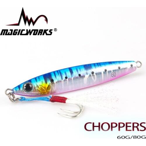 MAGIC WORKS Metal Jig Spoon Fishing Lure 60G 80G Artificial Bait Shore Slow Jigging Hard Bait Sea Bass Fishing Tackle