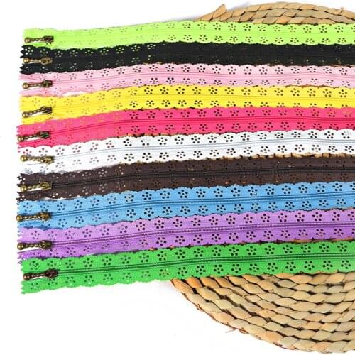 10pcs 20/25/35cm Random Mixed Lace Nylon Zippers Coil Finish Zipper for Tailor Sewing Handcraft DIY Dress Clothes Accessories