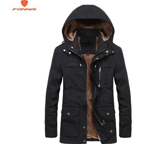 Plus velvet Men Winter Jacket 4XL 5XL Parka Fleece Fur Hooded Military Jacket Coat Pockets Windbreaker Jacket Men