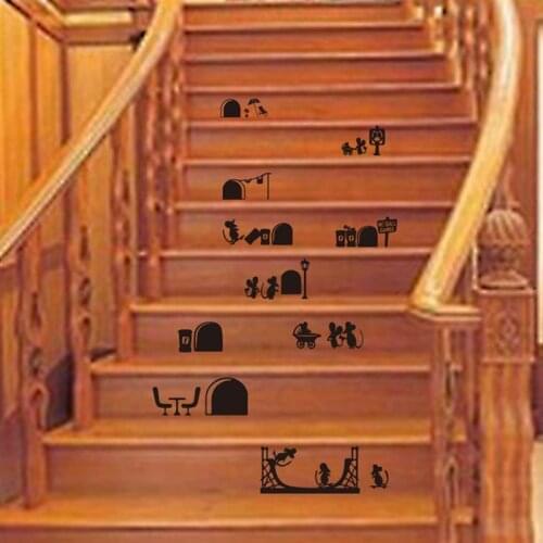 Wall Art Decal Cartoon Cute Stairs Adhensive Sticker Floor Cornor PVC Waterproof Kawaii Home Art Decoration Dropping
