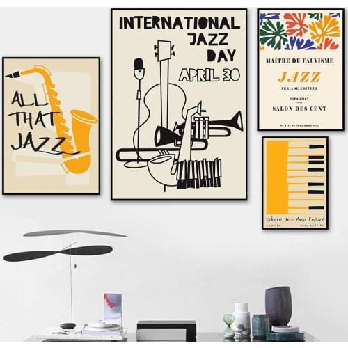 Wall Art Retro Music Instrument Gallery Jazz Guitar Piano Decor Wall Pictures for Living Room Home Decor Canvas Painting Cuadros
