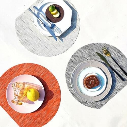 Not Easy Deformed Unique Simple Half Round Shape Place Mat PVC Place Mat Exquisite for Hotel