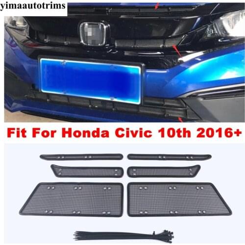 Car Front Grille Insert Net Insect Screening Mesh Protection Cover Trim Accessories Exterior For Honda Civic 10th 2016 - 2021