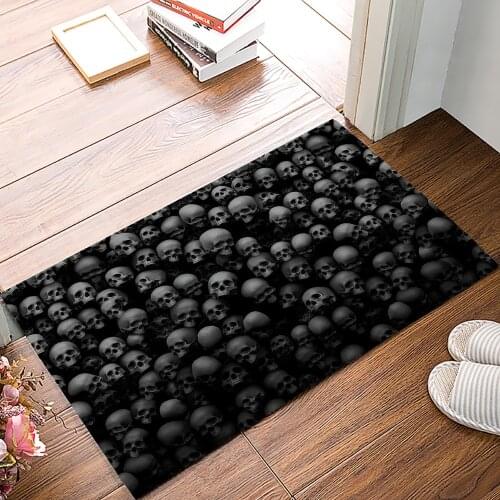 Skull Wall Skull Horror Anti-Slip Doormat Bedroom Kitchen Mat Bathroom Rug Home Doormat for Entrance Door