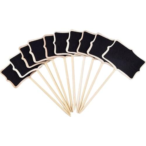 Pack-10 Mini Rectangular Blackboard Wooden Message Sign Boards for Wedding Garden Cake Store Buffet Food