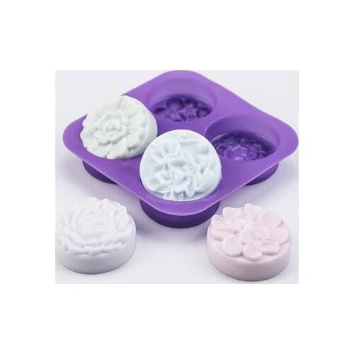 PRZY silicone soap mold Four holes hydrangea DIY handmade silicone mold for soap making aroma mould resin clay molds