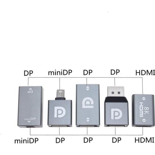MiniDP to DP / HDMI Female to HDMI Female / DP Male to DP Female Adapter 4K Video Audio Converter for PC Laptop Projector