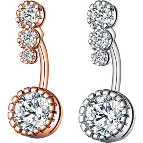 Rose Gold Navel Earrings for Belly Button Piercing Rings Surgical Steel Body Jewelry Piercing Nombril