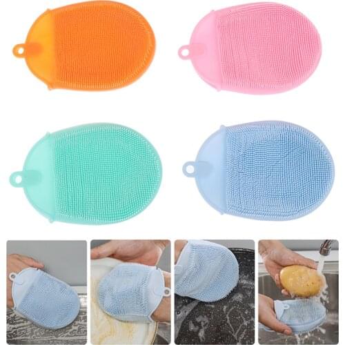 TPE Brushes Dishwashing Sponge Household Cleaning Tools Useful Cleaning Brush Kitchen Fruit Vegetable Kitchen Accessories