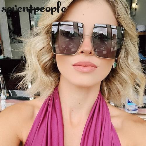 Semi-Rimless Square Sunglasses Women Men 2021 Luxury Brand Half Frame Gradient Sun Glasses Female Fashion Retro Metal Eyewear
