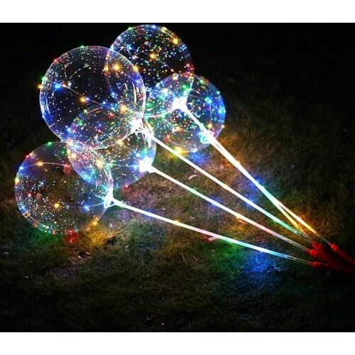 Bobo balloon with rod 18 inch led balloon + 70 cm rod + 3 m LED line and handle battery box 200set of luminous wave balloonSN166