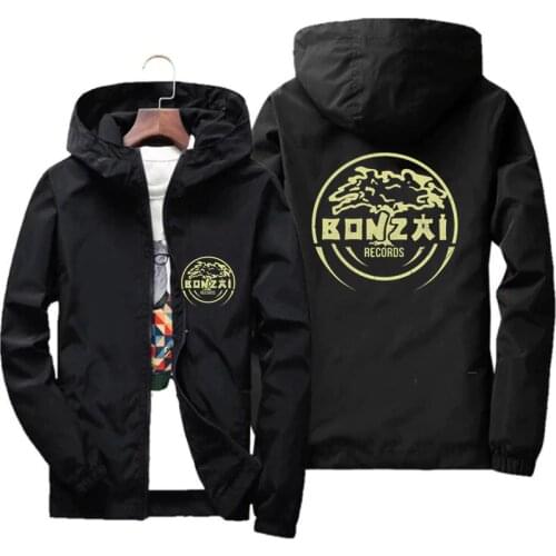 Bonzai Records Thunderdome Hardcore Hoodies Zipper Mens Hooded Male Windbreaker Zipper Hooded Coat Sunscreen Jacket Parkas 7xl