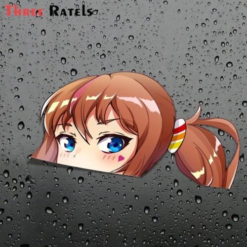 Three Ratels FC253 3D Funny Kaho Chan Anime Peeker Peeking Car Stickers Decals Waterproof Vinyl Car Wrap Bumper Window