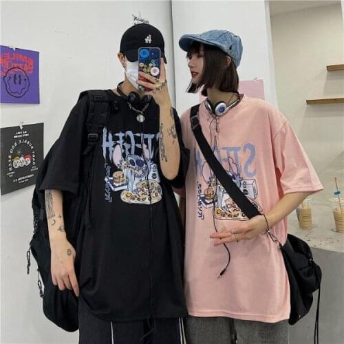 Sweet Punk T-shirt Women Summer 2021 Korean Ins Japanese Harajuku Style Hot Anime Print Loose Student Short Sleeve Shirt