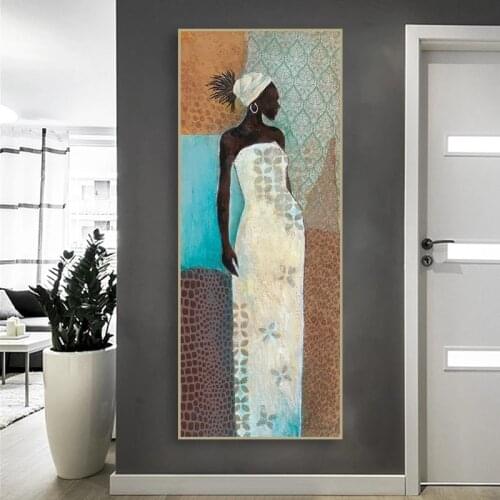 Retro Style African Black Women Oil Painting Bohemian Decoration Style Modern Interior Decoration Art Painting(No Frame)
