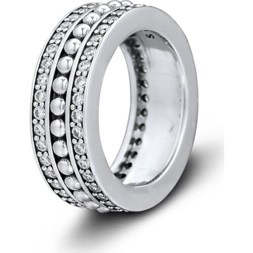 Fandola Forever Ring femme Men 925 Sterling Silver Clear CZ Wedding Engagement Rings for Women Fashion Jewelry anillos mujer