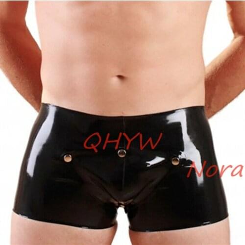 Latex Panties Men Sexy Lingerie Underpants Rubber Black Boxer Shorts Fetish Erotic Underwear