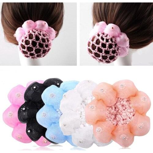 1pc Girls Kids Child Bun Cover Snood Hair Net Ballet Dance Crochet Decor Headwear Dance Hair Accessories Ponytail fixed Hoder