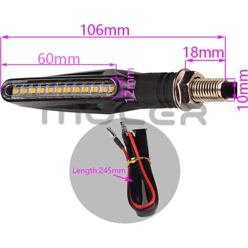 1PCS LED Motorcycle Turn Signals Light 12 SMD Tail Flasher Flowing Water Blinker IP68 Bendable Flashing Lights