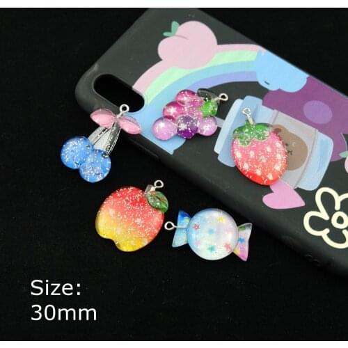 10pcs/Lot Resin Fruit Candy Charms For Bracelets Key Chain Earring Jewelry Making DIY Craft Pendants Handmade Dollhouse