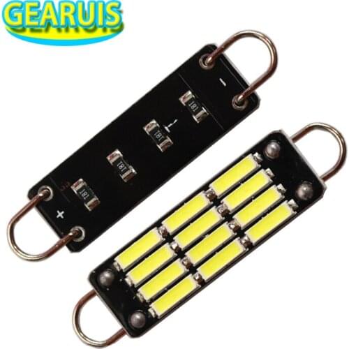 100pcs 211-2 211 212 212-2 561 562 Festoon Light 44mm 12 SMD 7020 LED Rigid Loop Interior Car Dome Cargo light White