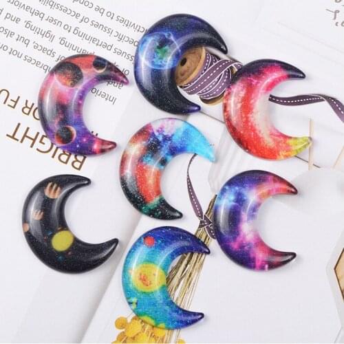 100pcs/lot 30X36mm Resin Moon Cabochon For Scrapbooking Craft Mobile Case Wedding Party Decorative Embellishment