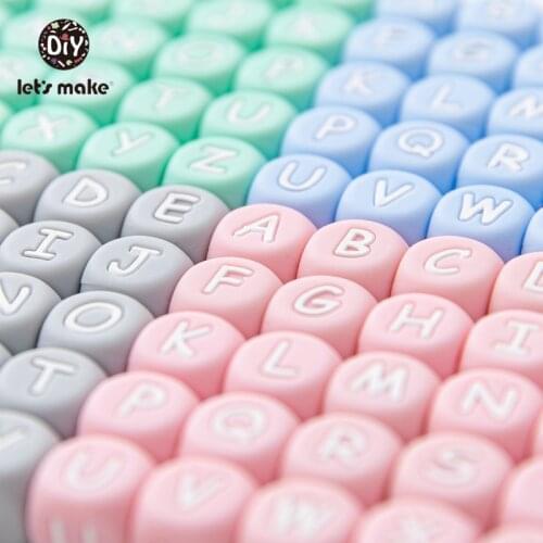 Lets Make 100pcs 12mm Silicone Beads 26 English Alphabet Wholesale DIY Personalized Name teething toys Food Grade Candy Color