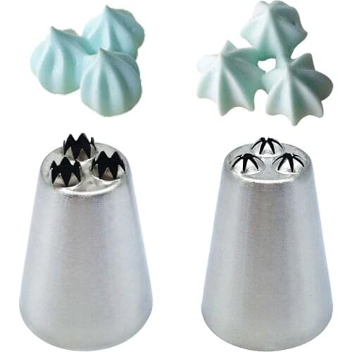 2pcs Large 3-hole Star Type Nozzles for Cake Decorating Piping tips Metal Pastry Nozzles for Confectionery Bag