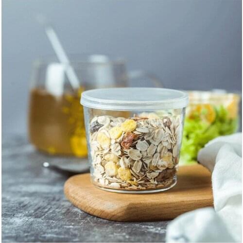 200ml High Borosilicate Clear Salad Glass Bowl with Plastic Cover Storage Glass